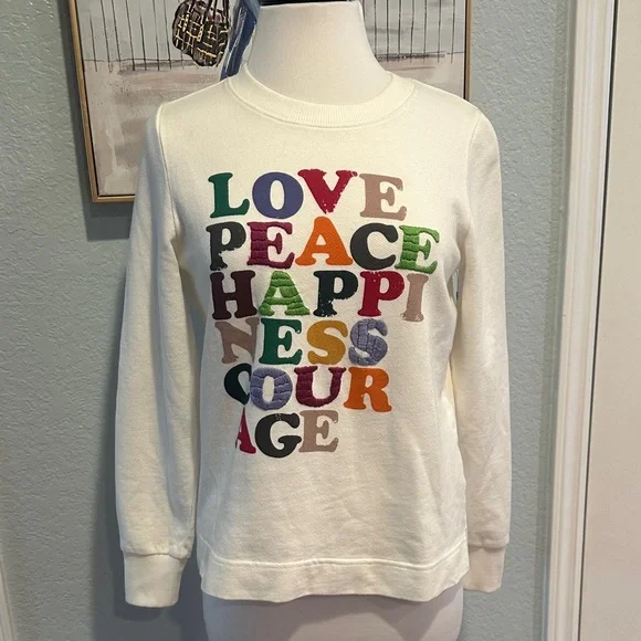 Anthropologie Garima Dhawan Sz XS Love Peace Happiness Sweater • NWT! - Picture 2 of 10